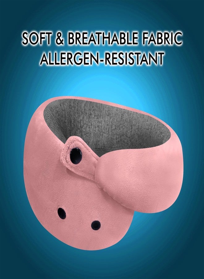 GREELI Premium Memory Foam Neck Pillow for Travel, Compact & Portable Airplane Travel Pillow Combo with Soft Eye Mask and Carry Bag. (Pink) - Image 3